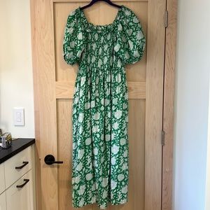 Mille Short Sleeve Green & White Dress